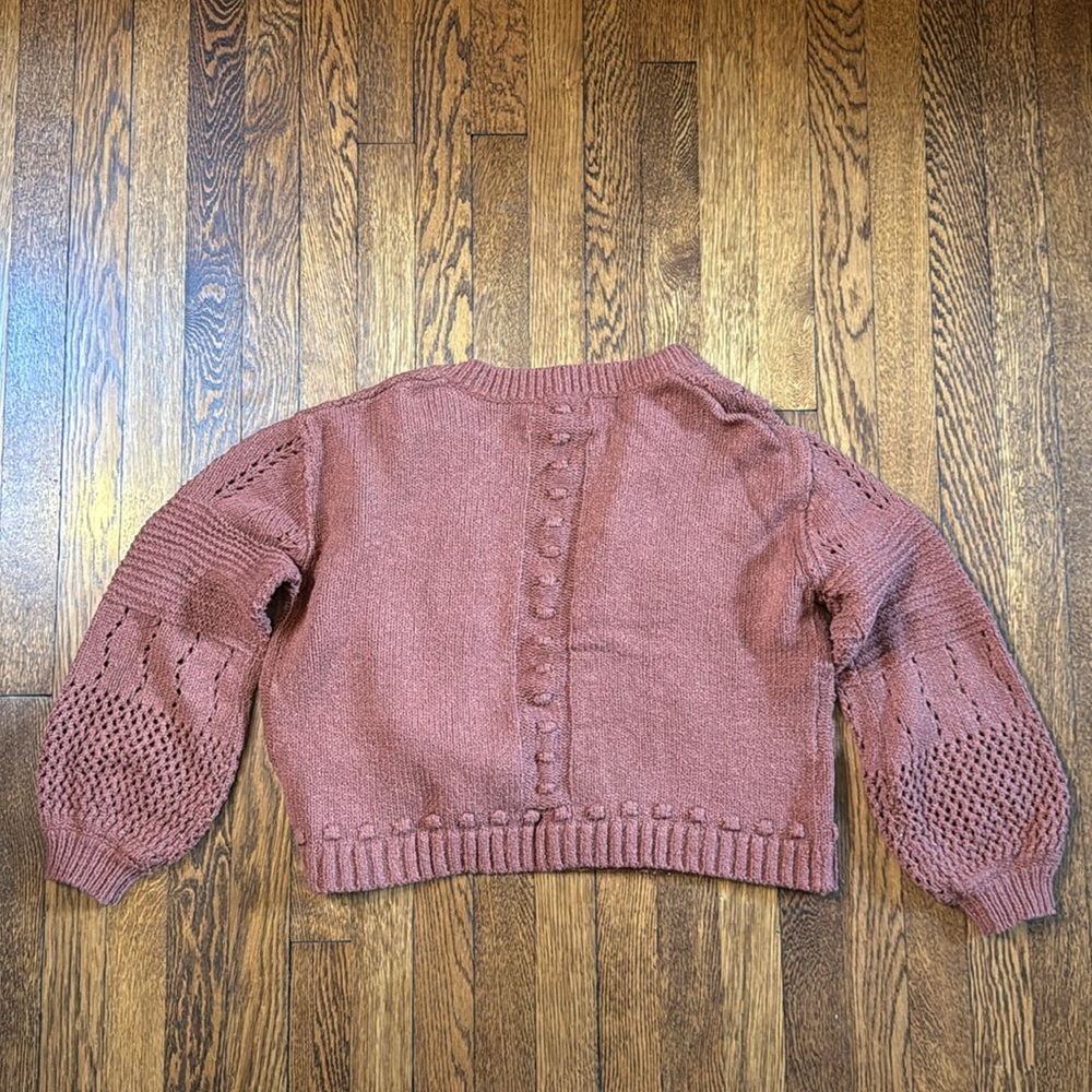 Pilcro Textured Knit Puff Sleeve Cardigan, NWOT, Medium, Brown - Picture 4 of 4